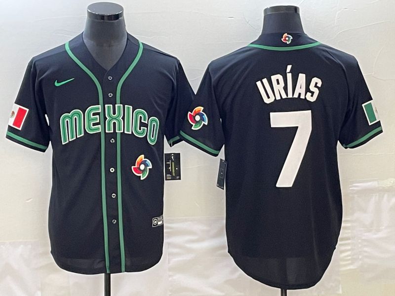 Men 2023 World Cub Mexico #7 Urias Black Nike MLB Jersey23